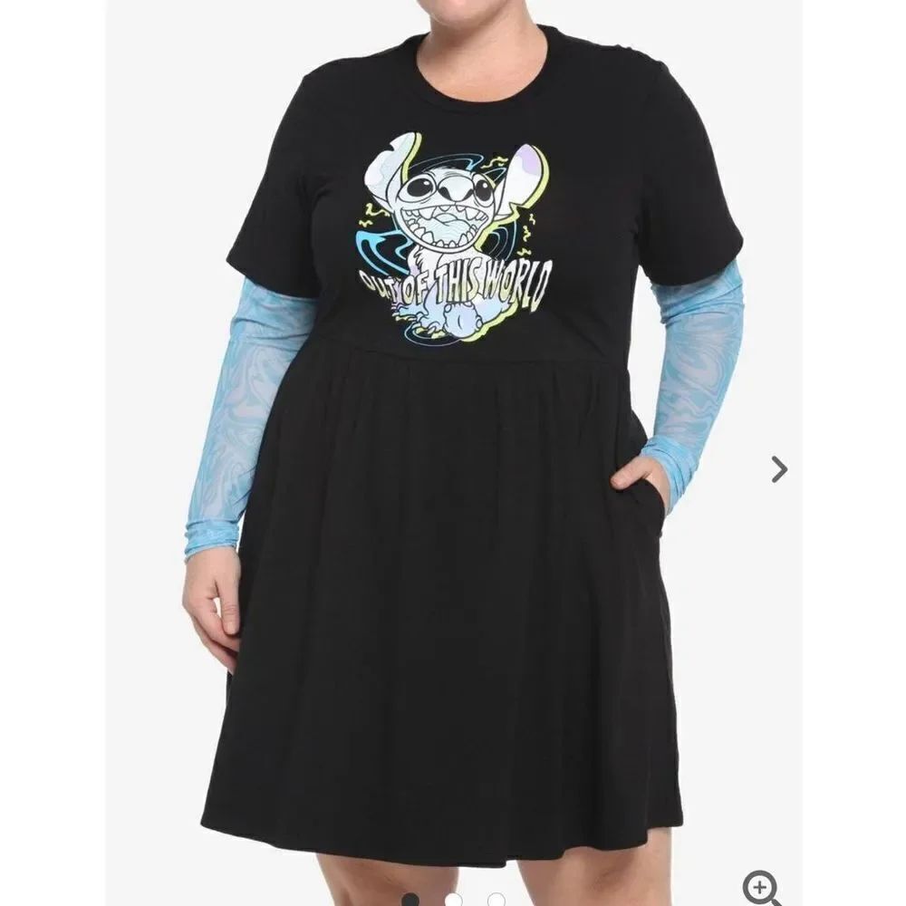 Her Universe Disney Lilo & Stitch Trippy Mesh Twofer Dress Plus Size